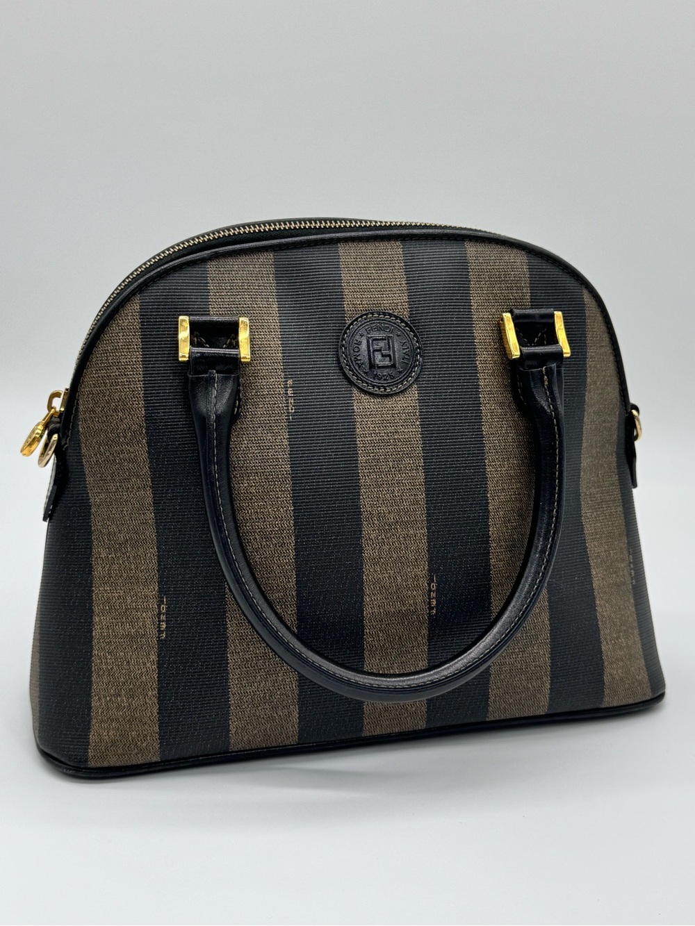 Vintage Fendi Pequin Dome Satchel Purse